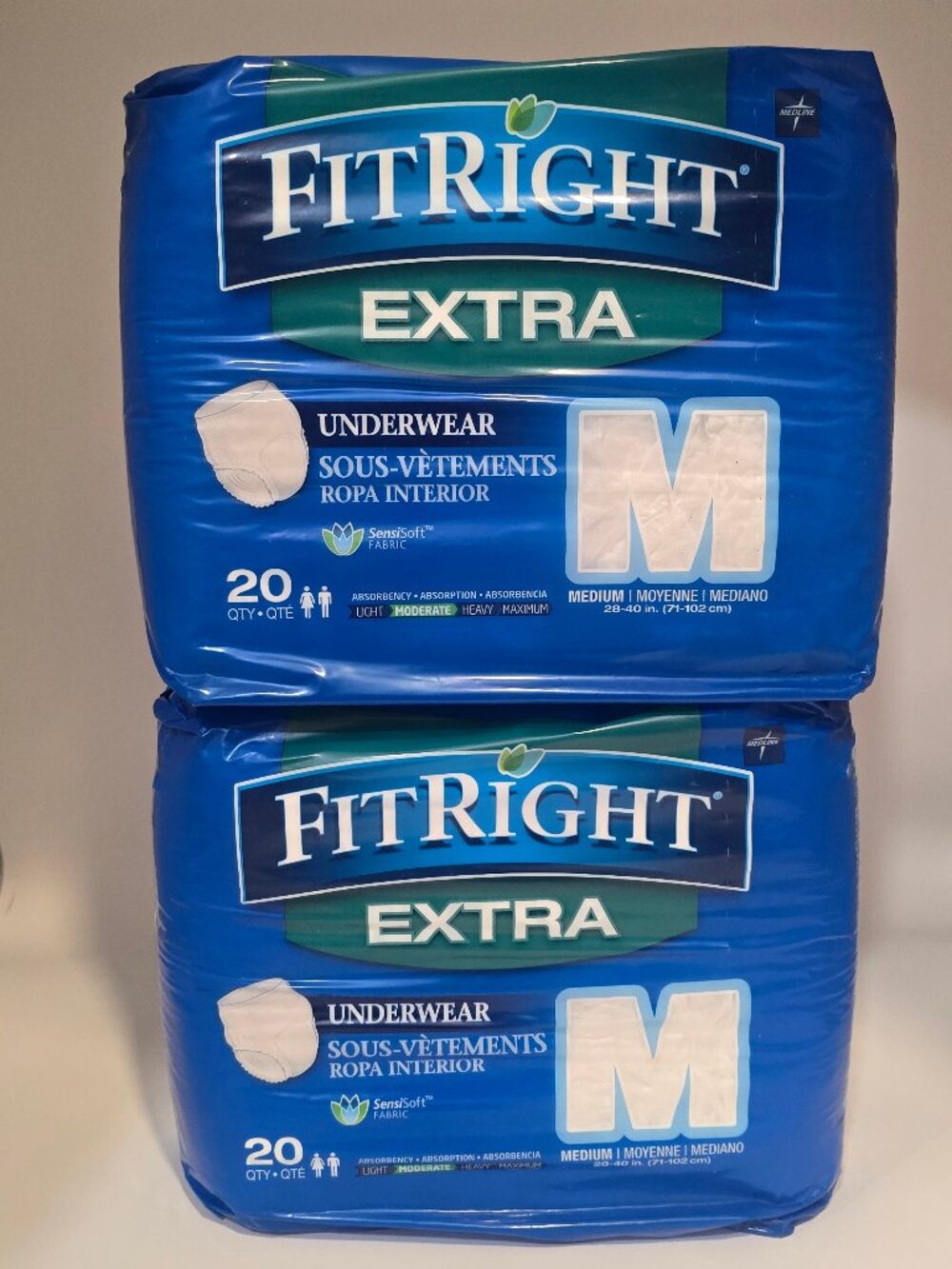 (2) packs of FitRight Extra Underwear Size Medium